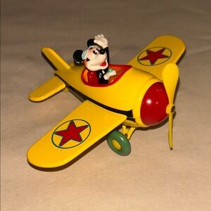 Yellow Die-cast Airplane with Mickey Mouse Pilot - Vintage Disney
